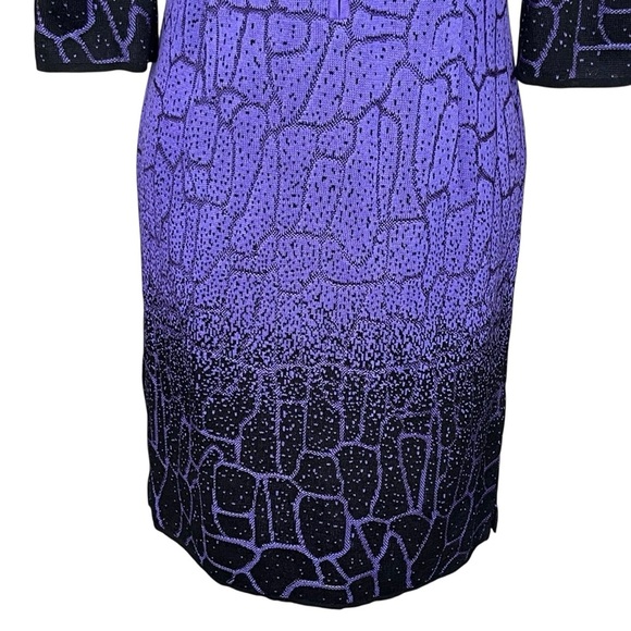 Ming Wang Ombré Abstract Knit Sheath Dress Women’s Size PS Purple Black Classy - Picture 6 of 9